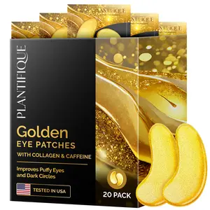 PLANTIFIQUE Under Eye Golden Patches - Under Eye Masks - Puffiness - Eye Bags Remover - Puffy Eye Treatment - Gold Under Eye Moisturizing Patch