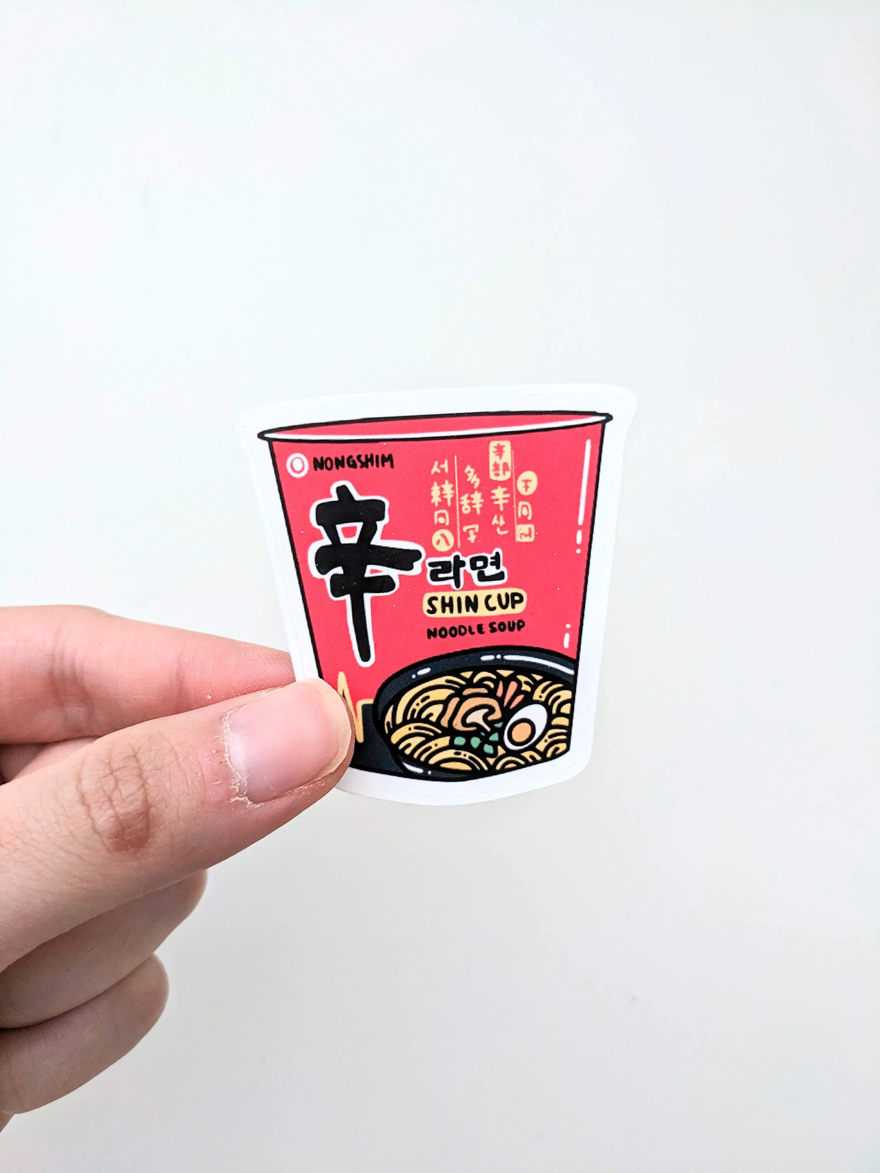 Nongshim Shin Cup Noodle Sticker - Authentic Korean Flavor, Perfect for Fans of Spicy Noodles, Ideal for Collectors and Enthusiasts