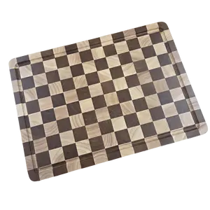 End Grain Checkerboard Pattern Wood Cutting Board - Reversible Solid Wood Country Style Wooden
