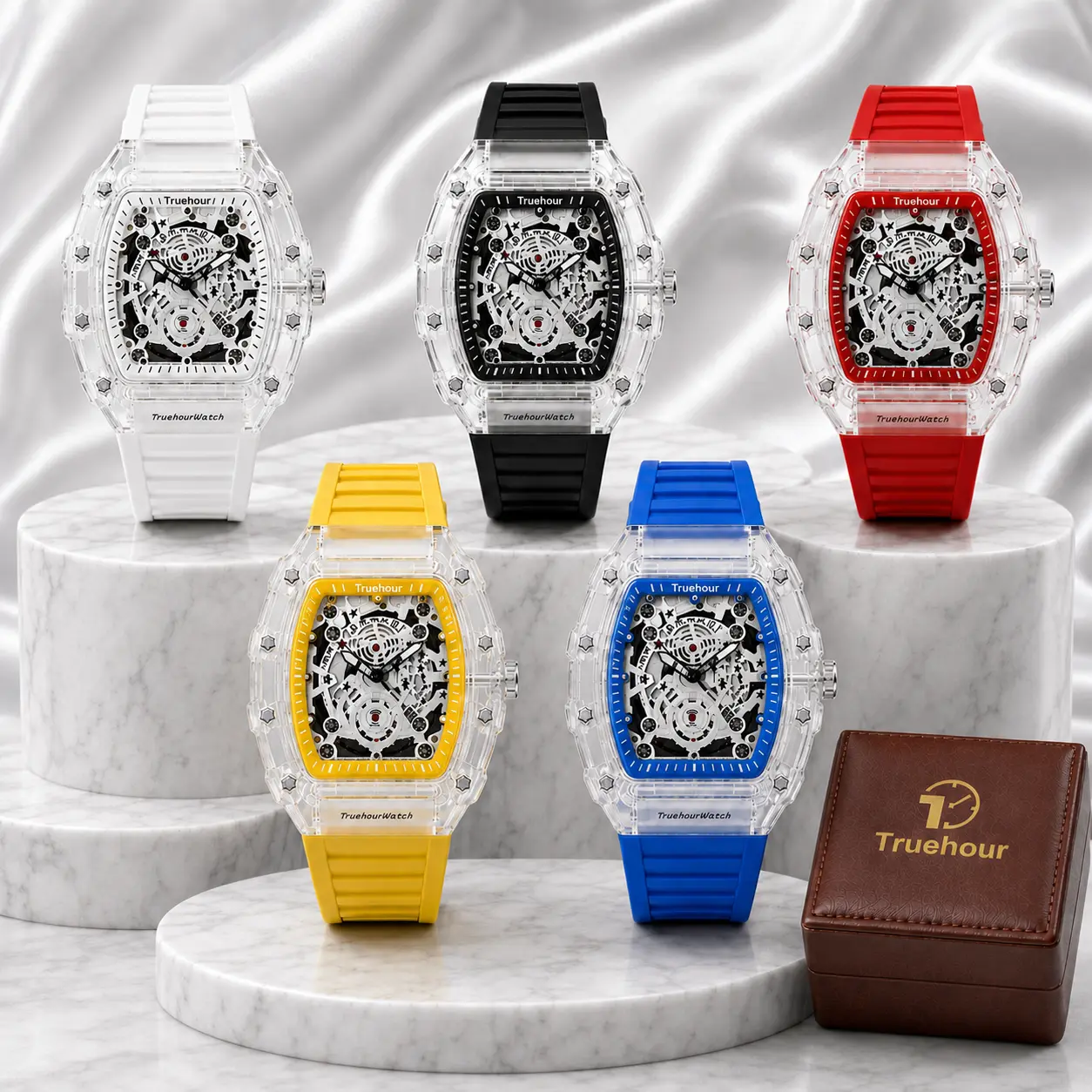 Men's Stylish Barrel-Shaped Skeleton Watch with Transparent Case & Silicone Strap - Mechanical Movement, Great Men's Stuff & Teenage Boy Gifts, Fashionable Watches, Stylish Watch