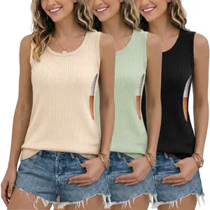 【Ecavus】 Ribbed Nursing Tank Tops for Breastfeeding with Hidden Zipper Sleeveless Breastfeeding Shirts Maternity Tank Tops