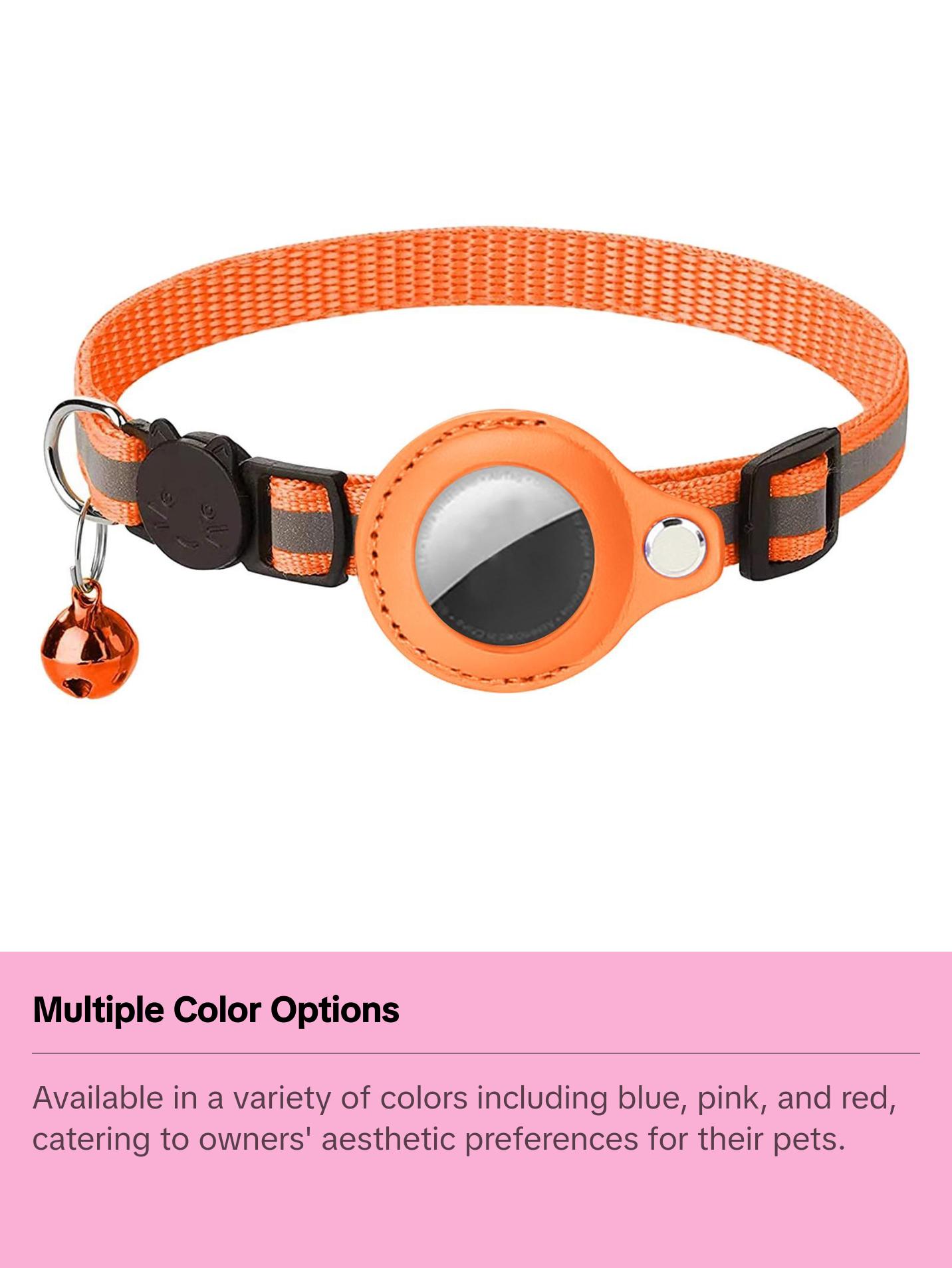 Cat Collar For Air Tag Detachable Cat Collars With Bells Safety Buckle Locator Leather Pet Collar For Cat Kitten Small Dog