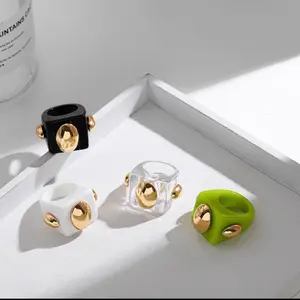 Candy-Colored Giant Size Knuckle Stackable Ring - Vibrant Resin Statement Jewelry for Playful Outfits