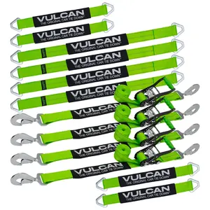 VULCAN High-Viz Complete Axle Tie Down Kit with Snap Hook Ratchet Straps - (4) 22" Axle Straps, (4) 36" Axle Straps, (4) 8' Snap Hook Ratchets Car Security Webbing