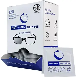 Anti Fog Wipes for Glasses, 120 Count,Pre-Moistened Cleaning Wipes, Lens Cleaner Wipe for Eyeglasses,Sunglasses,Goggles,Screen,Phone,Individually Wrapped Eye Glasses Cleaner