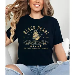 Black Pearl Cruise Lines Finest Ships In The Caribbean Shirt, Pirates Caribbean T Shirt, Magic Kingdom Trip, Unisex Short Sleeve Tee Top Womenswear