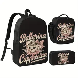 Brain Rot Ballerina Cappuccina Meme Italian Brainrot Backpack Fashion bag Pencil Case Bun Three-Piece Suit Design