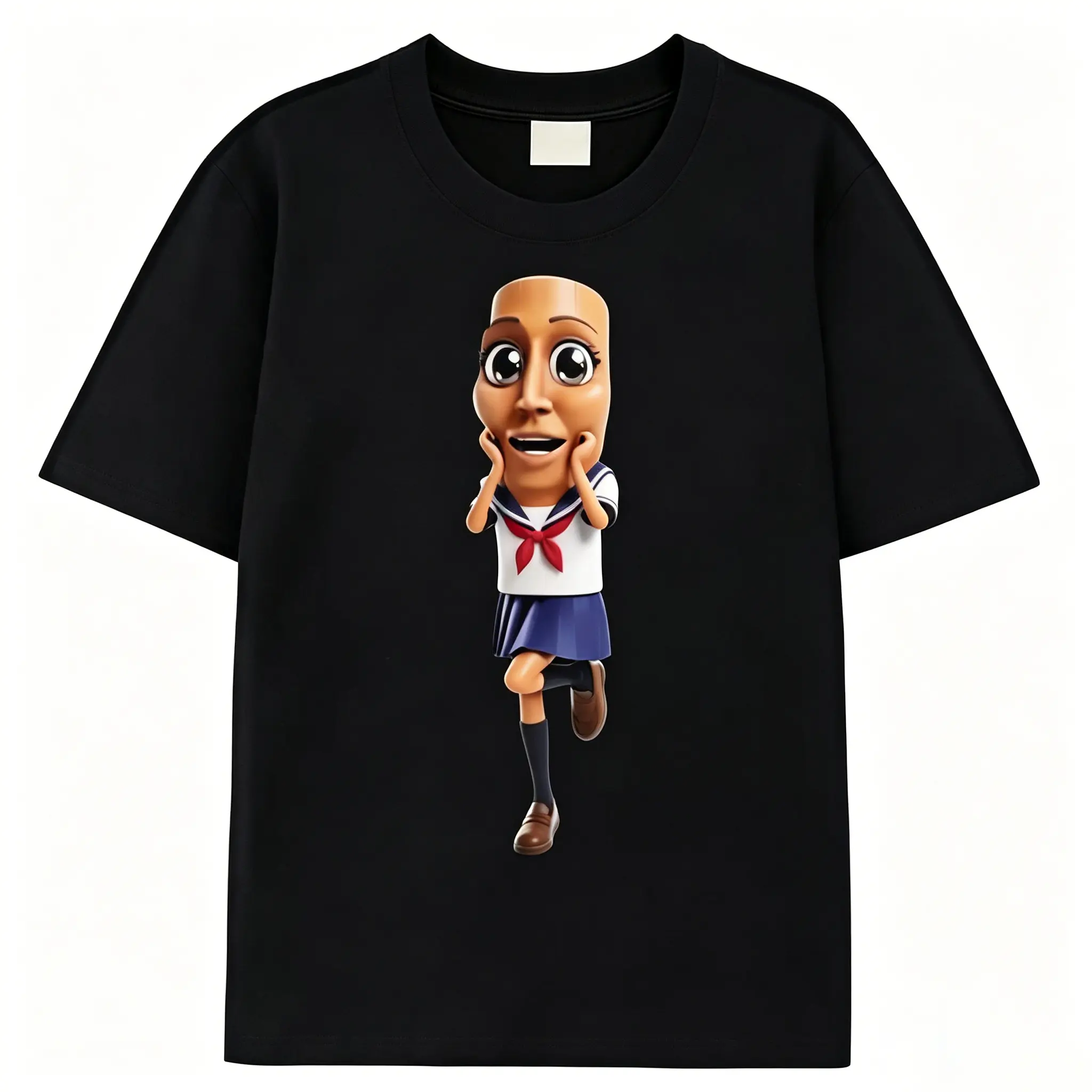 Shortsleeve T-shirt with Funny TungTung Tung Sahur Print, Casual Streetwear Top for Summer Parties and Outings, Tshirt, Graphic, Stylish, Party, Machine Wash