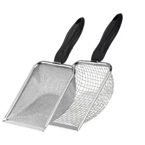 2 Pcs Pet Cat Litter Scooper Set,2/5mm Fine Mesh Cat Litter Scooper,Stainless Steel Pet Litter Cleaner,Bearded Dragon Metal Rake for Sand Bed Aquarium Terrarium,Christmas Party Gifts,Hand Tools Kits