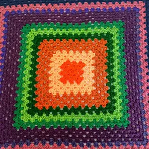 Granny Square Multi Color Blanket - Soft and Plush Design, 48" Length by 43" Width, Handmade Crochet, Ideal for Cuddling and Comfort