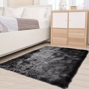 BedStory Sheepskin Rug 2X3 - 4X6 Ft Area Rug Faux Fur Rug for Bedroom Bedside Living Room Plush Soft layroom playroom Rug