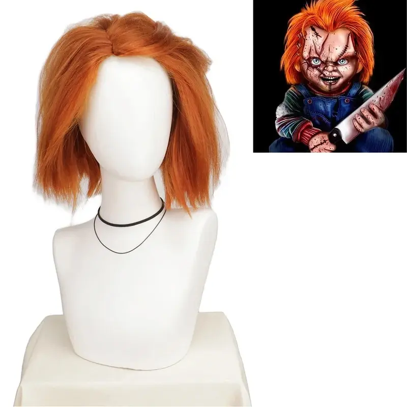 New Seed of Chucky Orange Short Cosplay Wig Bride of Chucky Heat Resistant Cosplay Costume Wigs
