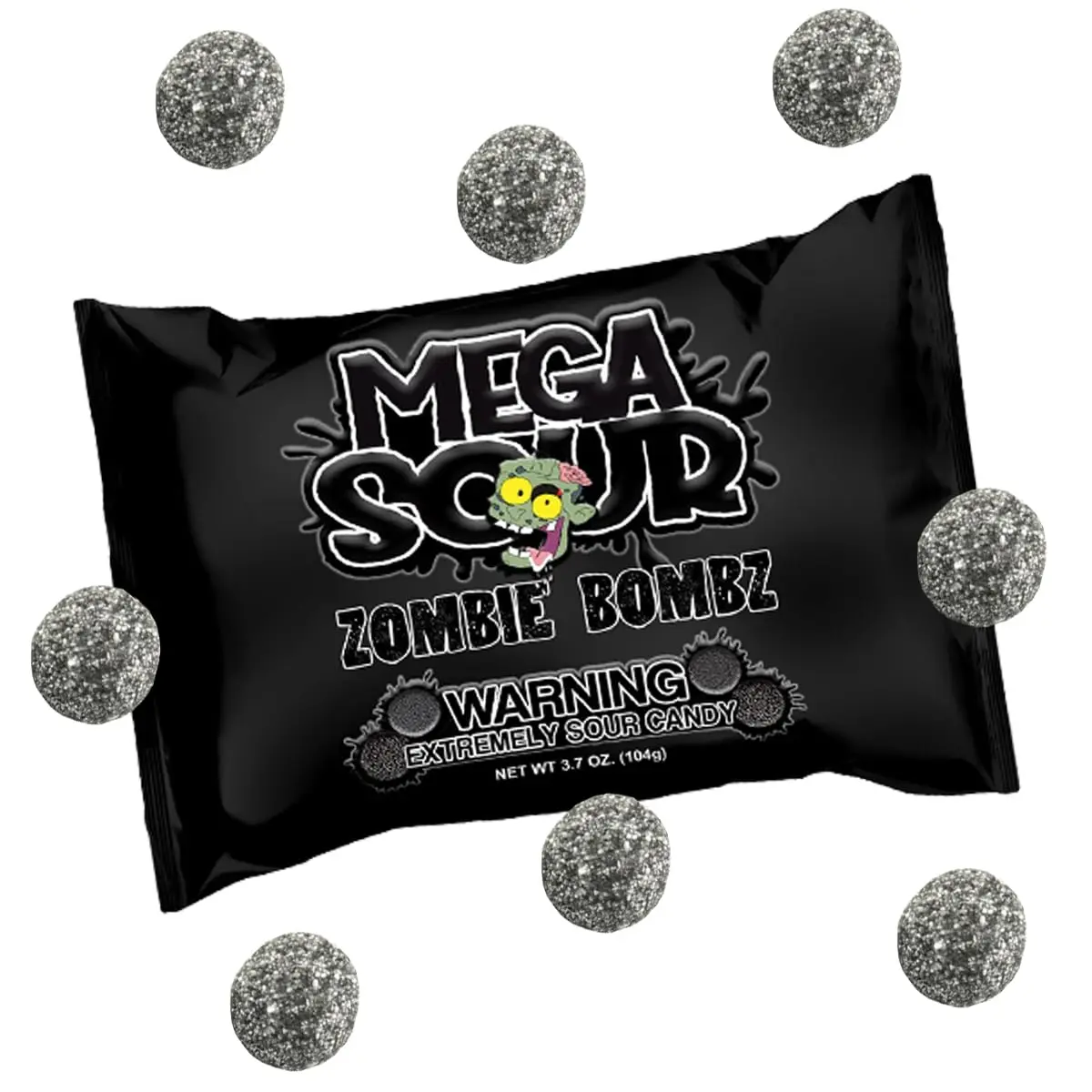 Barnetts Mega Sour Zombie Bombz Novelty Hard Candies - 104g/3.7oz Handmade British Fruity, Gluten Free, Low Fat, Extremely Sour Challenge Treats - Great Novelty Gift for Retro Party Bags, Food, Snacks