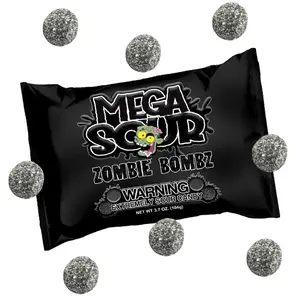 Barnetts Mega Sour Candy Zombie Bombz 104g / 3.7OZ – Handmade British Hard Sweets – Extreme Sour Candy Challenge – Retro Party Bag & Gift Hamper Treats