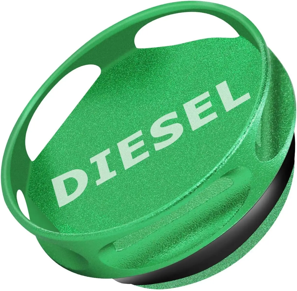 Aluminum Diesel Fuel Cap, Green | Updated Larger Magnetic Design, GM Pick-up Truck Compatible, Eco Tanks Replacement, Aluminum Tank Gas Cap
