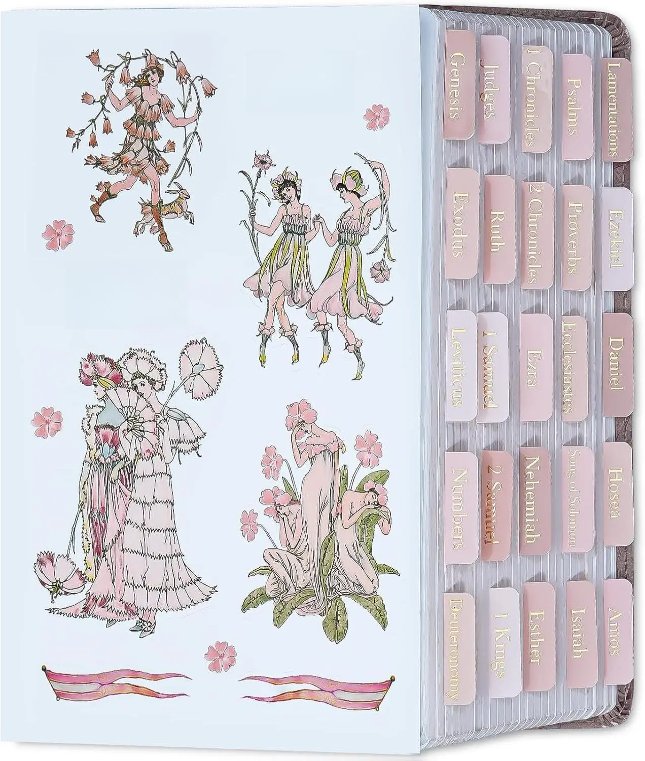 Pink Bible Tabs with Stickers, Laminated Gold Font Large Print Bible Tabs for Women Men, Bible Tabs for Study Bible, Bible Book Tabs and Stickers Designed for Bible (Ballet Pink)
