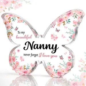 Nanny Gifts, Best Nanny Christmas Gift Ideas - 5x3.8x0.5 Inch Butterfly-Shaped Acrylic Plaque Keepsake - Mothers Day Gift, Thanksgiving Day Gift, Birthday Christmas Gift for Nanny