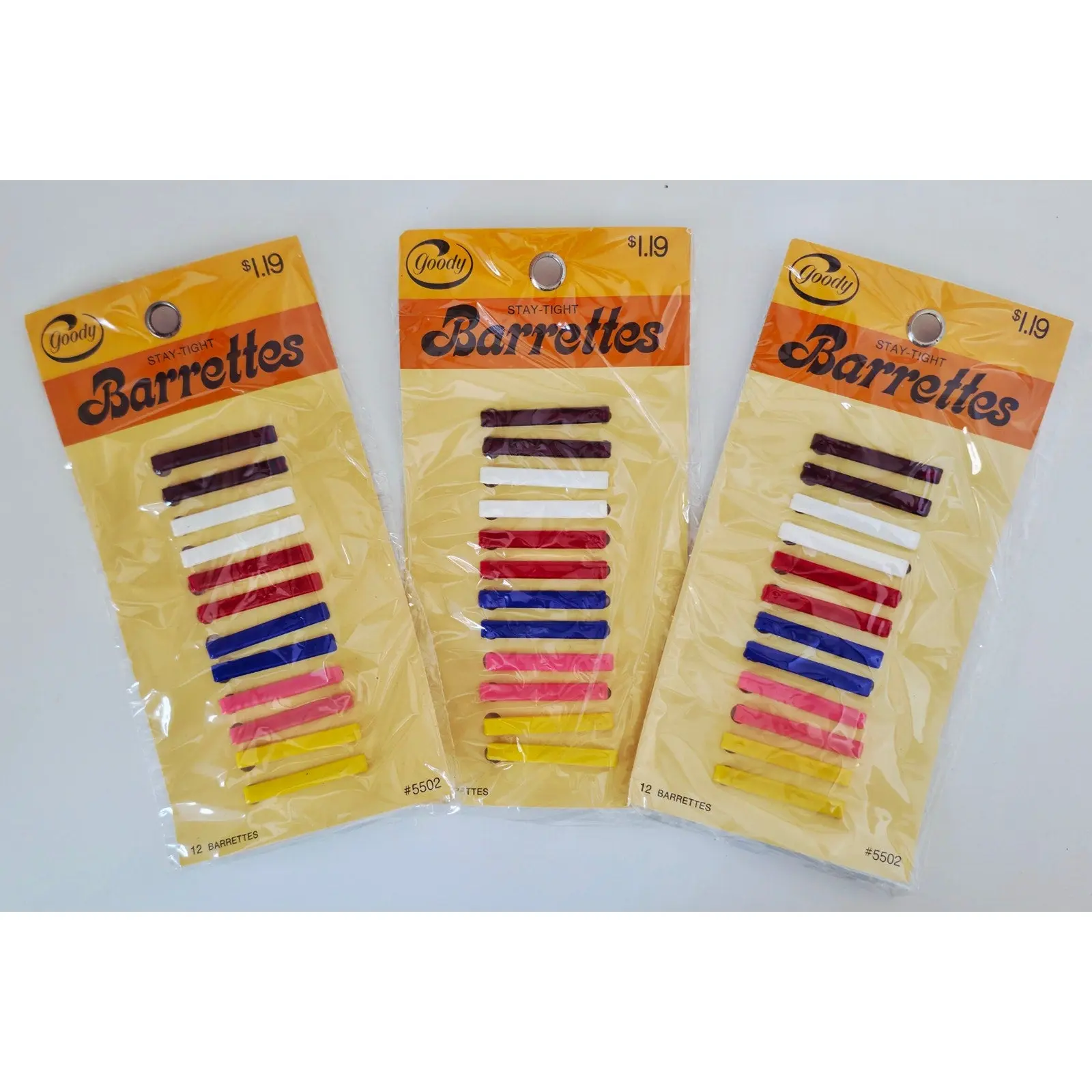 VINTAGE *NEW* 1975 Goody Small Stay-Tight Barrettes 6 Colors # 5502 Set of 36