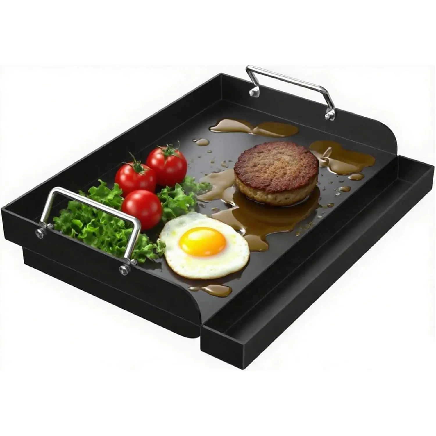 Nonstick Coating Cooking Griddle Insert for Gas Grill, 17" x13" Universal Griddle Flat Top Plate with Removable Handles for Charcoal/Gas Stove/Electric, Large Griddle Plate for Outdoor Grill
