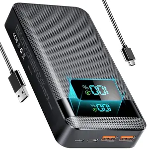 20000mah Portable Charger, Digital Display Power Bank, Mobile Phone Charger with Type-C / USB A Output Suitable for iPhone Android Samsung Etc., Comprehensive Safety System