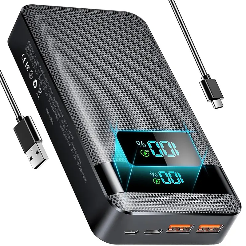 20000mah Portable Charger, Digital Display Power Bank, Mobile Phone Charger with Type-C / USB A Output Suitable for iPhone Android Samsung Etc.