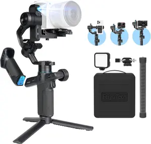 FeiyuTech SCORP Mini 3 Pro Combo | Full Accessory Kit – All-in-One 3-Axis Camera Gimbal, Built-in AI Tracking, Detachable Remote Handle, Vertical Shooting Compatible,for Mirrorless Camera, Action & Smartphone