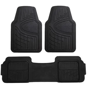 Trimmable ClimaProof Heavy Duty Tall Channel Non-Slip Rubber Floor Mats - Full Set Black