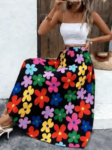 New Fashion Casual Boho Bohemian Printed Maxi Skirt