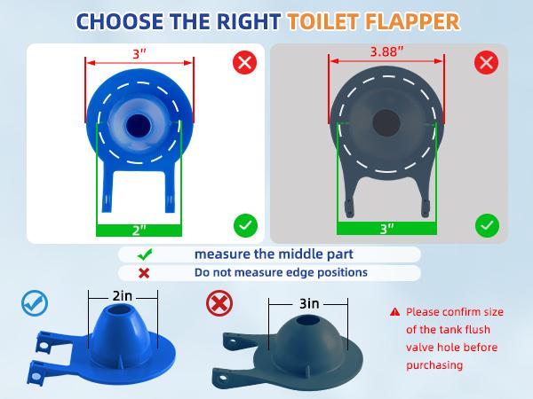 Hibbent Universal 2 Inch Toilet Flapper Compatible with American Standard, Kohler, TOTO, Gerber Toilets Tank, Water Conserving Toilet Flapper Replacement with Stainless Steel Chain, Blue