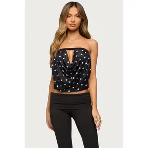 Jaclyn Polka Dot Mesh Strapless Top