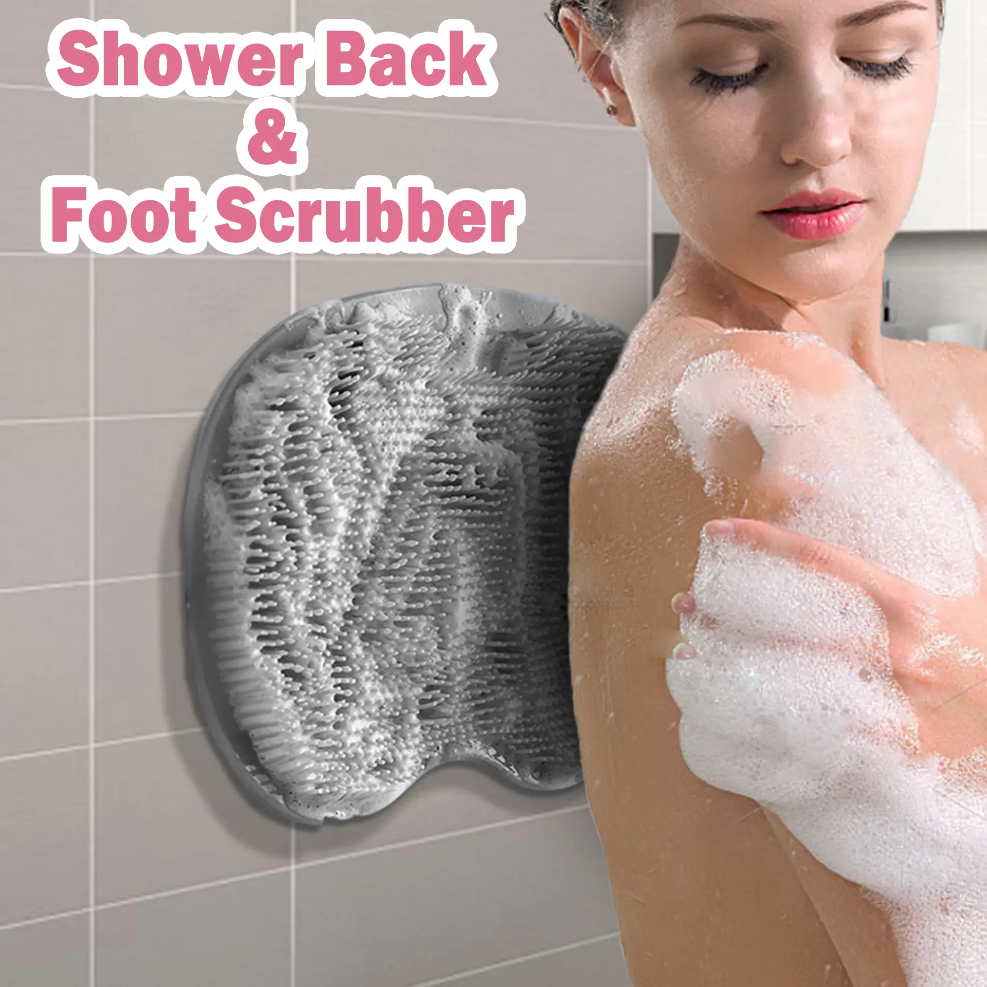 1 Count Wall Mounted Bath Massage Pad,Shower Foot Scrubber, Back Scrubber Back with Non Slip Suction Cups to Improve Circulation, Soothe Achy Feet