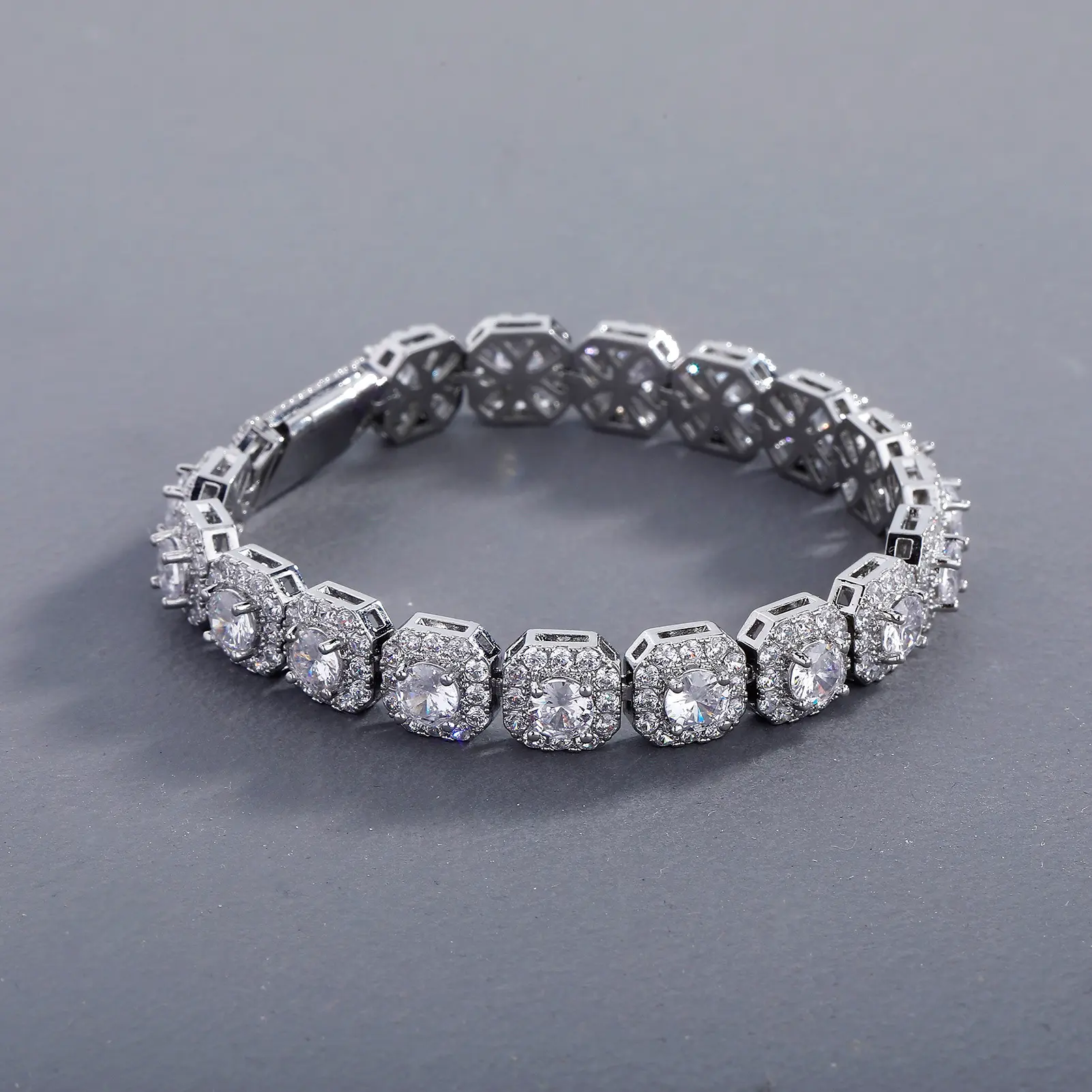 Cuban Link Bracelet Full Iced Out Tennis Chain 5A Zirconia Hip Hop Luxury Jewelry For Men Women Trendy Snap Lock Bangle
