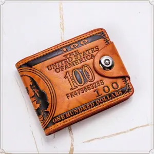 Men's Novelty US 100 Dollar Wallet Bill Money Billfold Safe Purse With Magnetic Buckle