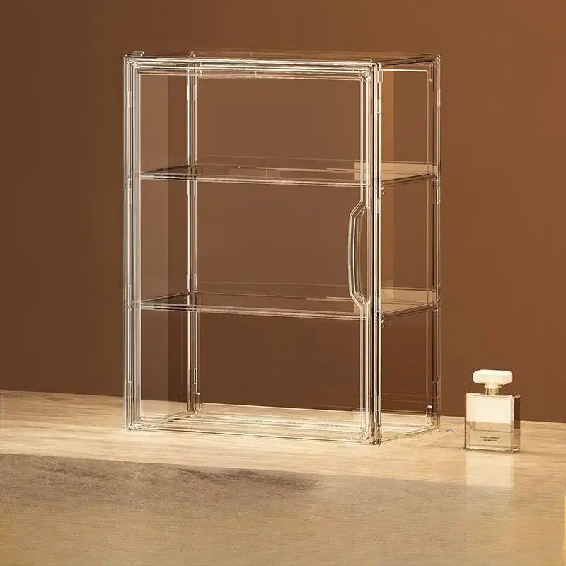 Portable Display Cabinet Organizer with Snap-On Lid, Transparent Acrylic Storage Box for Cosmetics, Toys, Jewelry, Collectibles, Figures, Figurine, Collectible Figurines, Collectible Figure Decor