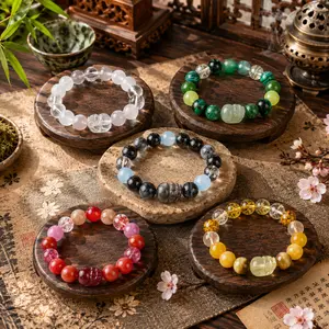 LUMAWU Pixiu Energy Beaded Bracelet with Five Element Natural Gemstones, Energy Balance Unisex Wrist Accessory, Versatile Daily Wear Fashion Jewelry