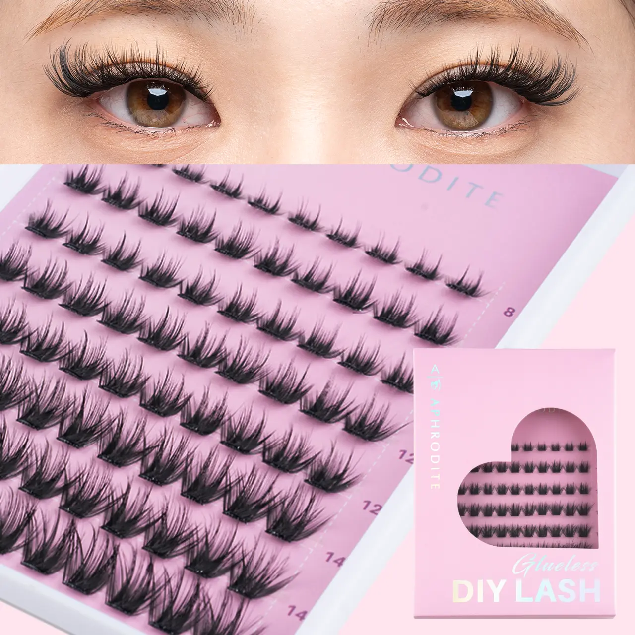【Best Choice】Self-Adhesive Lash Clusters Full Kit - 2026 Upgraded Pressure-Sensitive Tech Glue-Free DIY Eyelash Extensions, 88 D-Curl 8-16mm Waterproof Reusable Lashes with Compact Salon Tools  for Daily Makeup Girls Beginner Friendly