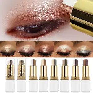 Fine twinkle two-color eye shadow stick, naturally shiny, waterproof, sweat resistant, long-lasting eye makeup