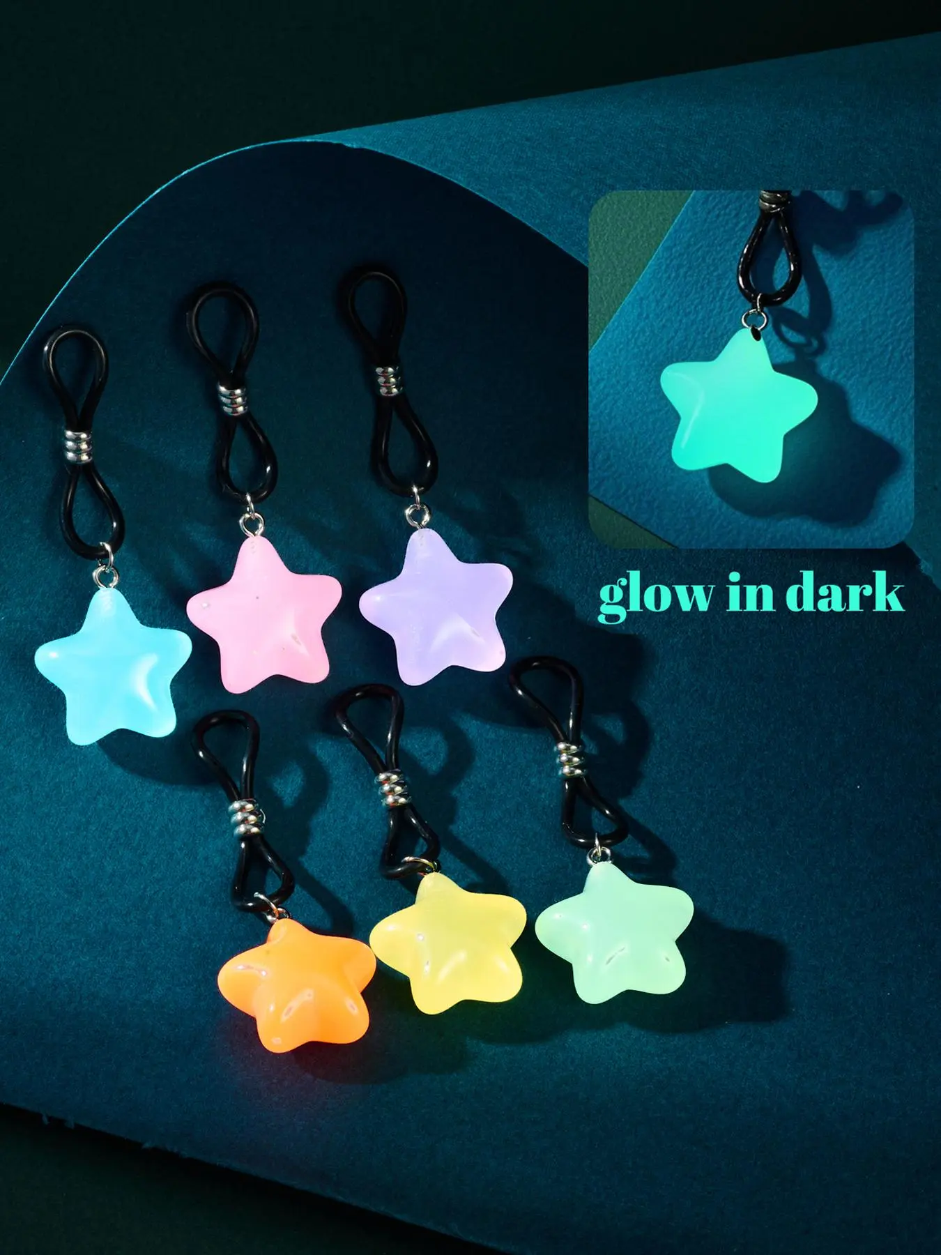 Glow in Dark Fake Nipple Rings, Adjustable Nipple Jewelry, Pentagram Dangle Nipple Rings, Fake Nipple Piercings, Fashion Body Jewelry for Women, Accessories