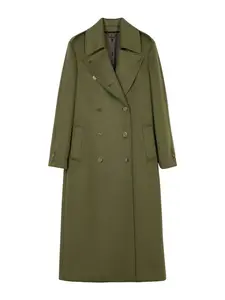 Women's Double-Breasted Cashmere Coat, Elegant Formal Jackets, Long Sleeve Tops for Ladies