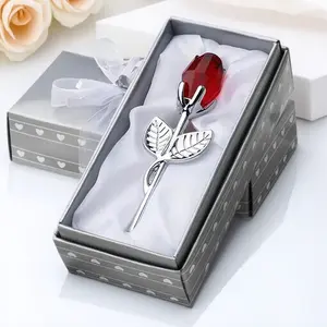 Eternal Rose Glass Ornament, Hand-Cut Crystal Flower Decor, Valentine's & Christmas Limited-Edition Beautiful Gift Box with Lead-Free Shatterproof Base, Romantic Home/Wedding/Dining Decor & Premium Decorative Gift