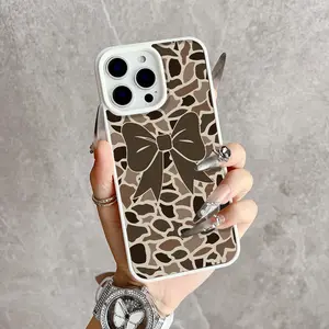 Magnetic Brown Bow Camo Phone Case, Supports Wireless Charging, Hunting Girl Gift, For iPhone 17 16 15 14 13 12 11 Pro Max Plus, Non-Yellowing Shockproof Clear Slim Soft Acrylic Protective Cover