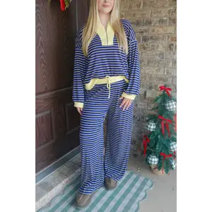 Striped Half Zip Set
