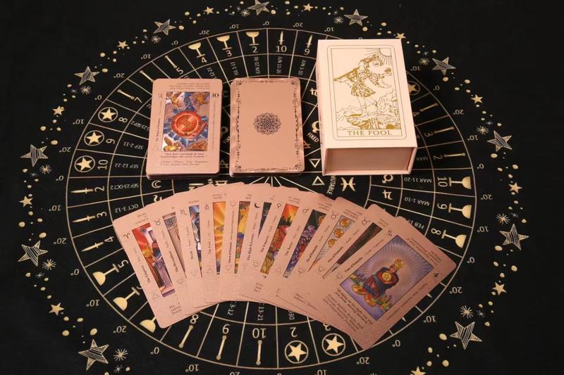 Rose Gold Tarot Cards with Guide Book Waterproof Wrinkle Resistant Foil Tarot Deck for Beginners Includes Chakras Planets Zodiac Signs Elements & Affirmations