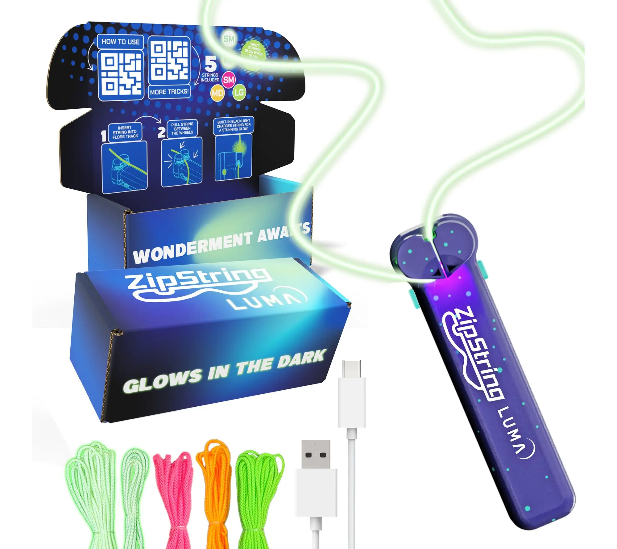 Zipstring Luma Glow in the Dark Rope Launcher Toy Zipstring Luma Glow in the Dark Rope Launcher Toy