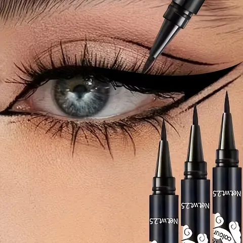 3pcs Black Liquid Eyeliner Set, Eyeliner Kit - Ultra-Fine Tip, Waterproof & Smudge-Proof, Long-Lasting Eye Makeup, Perfect for Beginners and Beauty Enthusiasts, Ideal Valentine's Day Gift