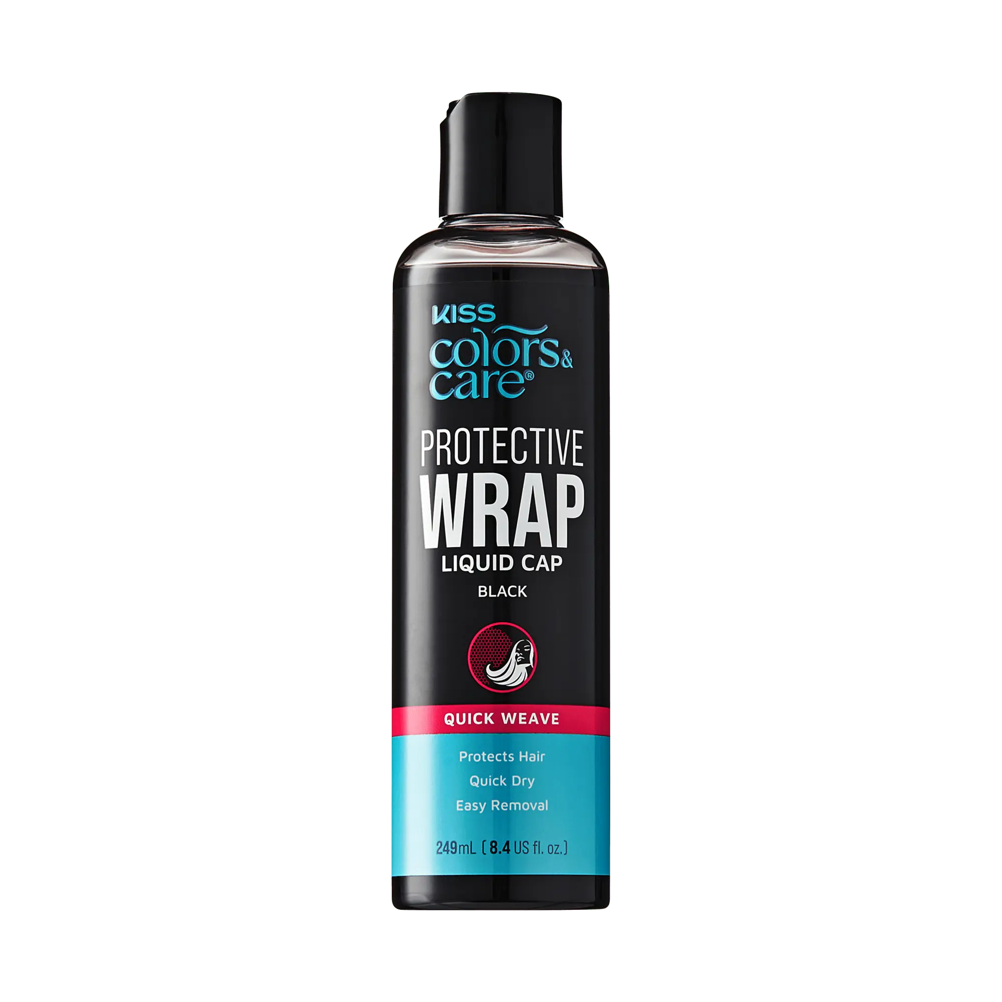 Kiss Colors & Care Protective Wrap Liquid | Black, For Quick Weaves, Quick-Drying, 8.4 fl oz, Hair Care