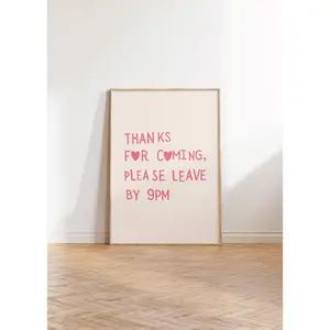 Minimalist Heart Print Funny Goodbye Print Aesthetic Home Decor Cute Modern Wall Art Trendy Quote Art Print Pink Decoration Glossy Poster Gift Ornaments Room