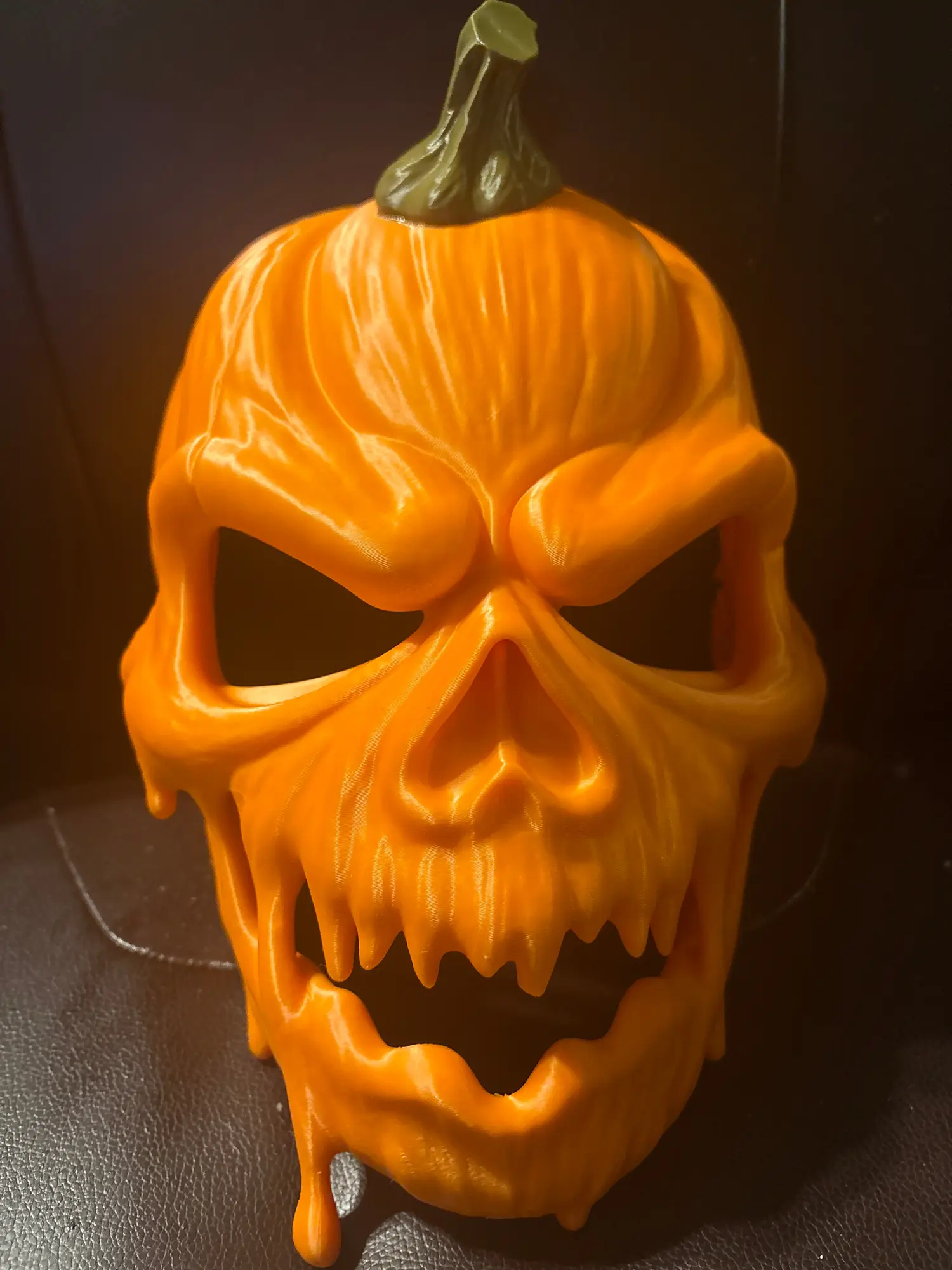 Dripping Pumpkin Skull Halloween Mask - Orange Design with Dripping Effect for Halloween Decorations