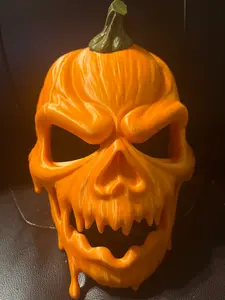Dripping Pumpkin Skull Halloween Mask - Orange Design with Dripping Effect for Halloween Decorations