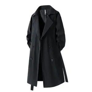 Vintage-Inspired Trench Coat | Vintage-Inspired Men’s Double-Breasted Trench Coat – Elegant mid-length windbreaker with long sleeves and belt detail; versatile and casual for spring/fall outdoor and everyday wear